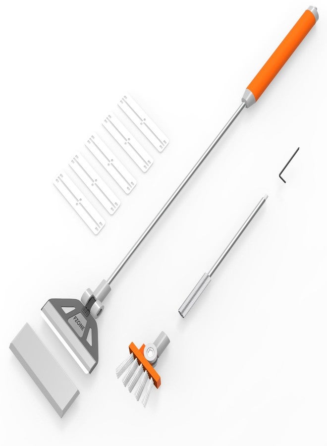 FZONE Algae Scraper for Glass Aquariums, 19''-26'' Detachable Length, 2-in-1 Fish Tank Cleaning Kit with Brush Head and 5 Stainless Steel Blades - Image 1